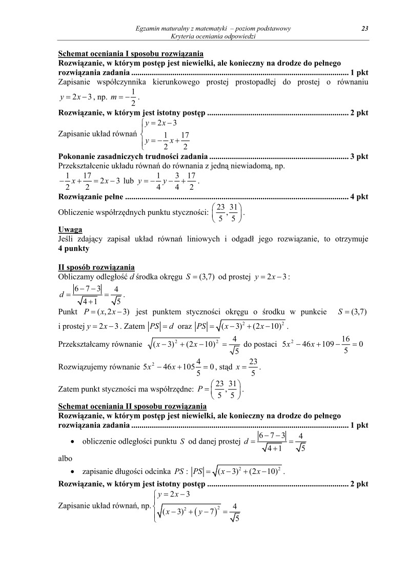 Odpowiedzi - matematyka, p. podstawowy, matura 2011-strona-23