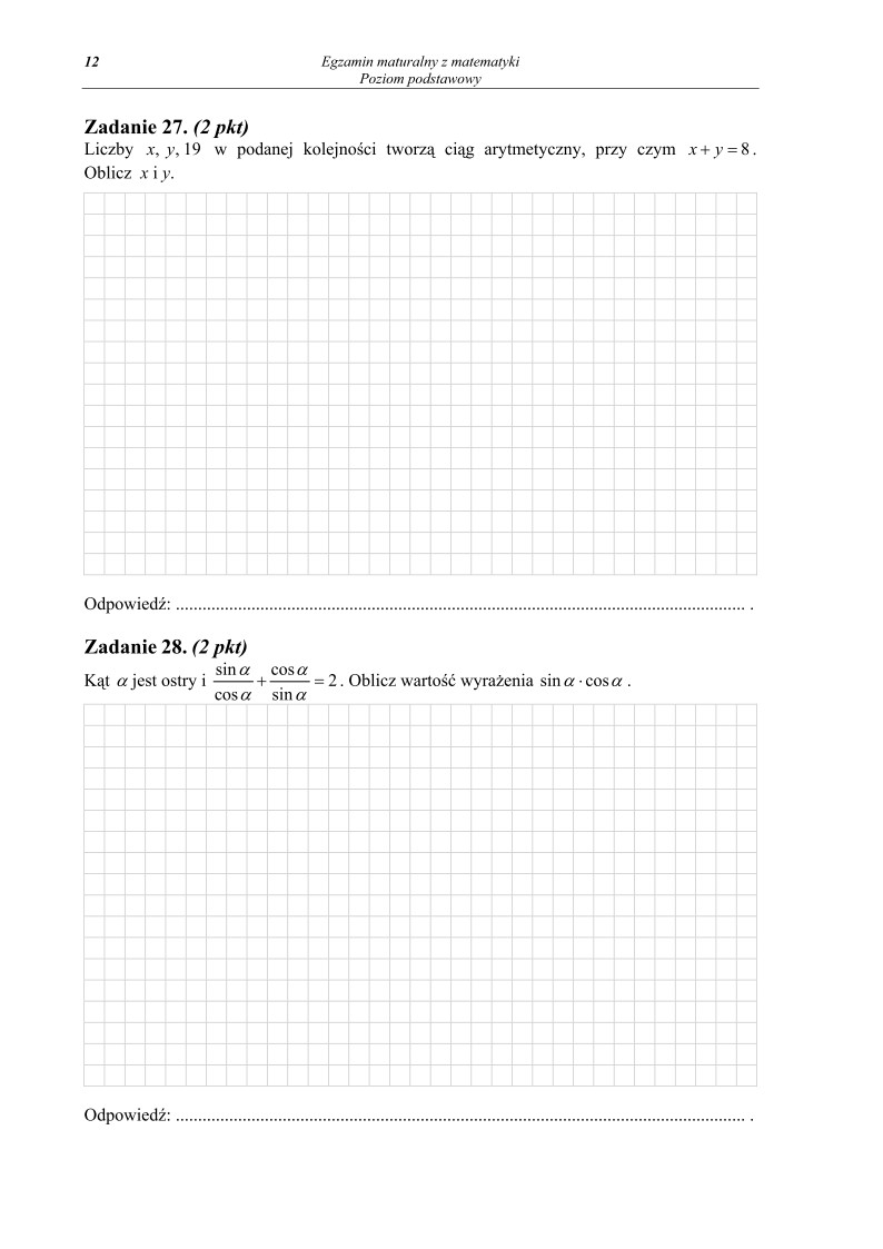 Pytania - matematyka, p. podstawowy, matura 2011-strona-12