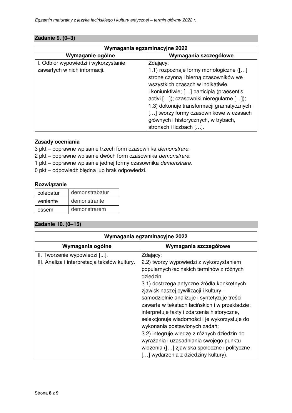 odpowiedzi - język łaciński i kultura antyczna rozszerzony - matura 2022 - maj-8