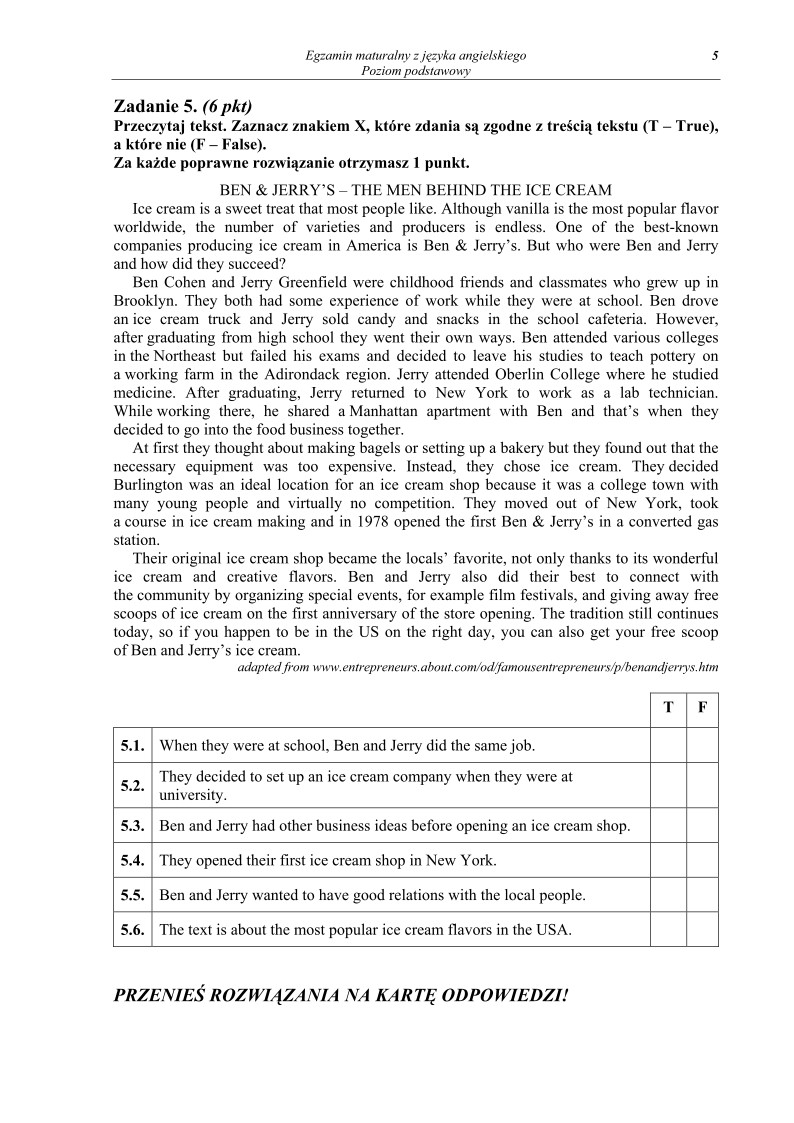 Pytania - jezyk angielski, p. podstawowy, matura 2011-strona-05