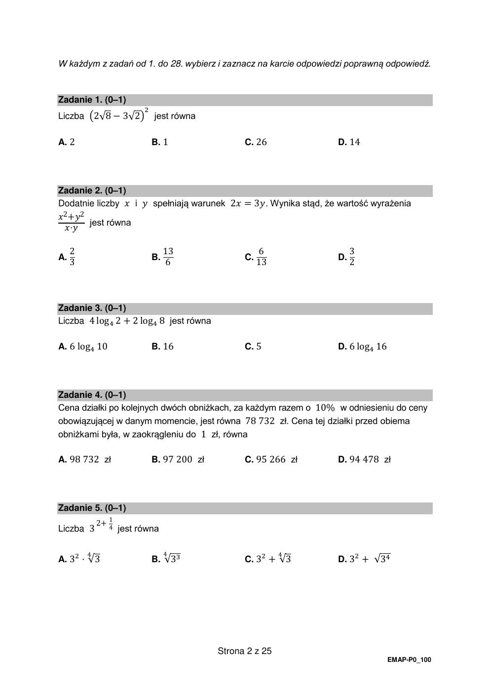 arkusz - matematyka podstawowy - matura 2022 - maj-02