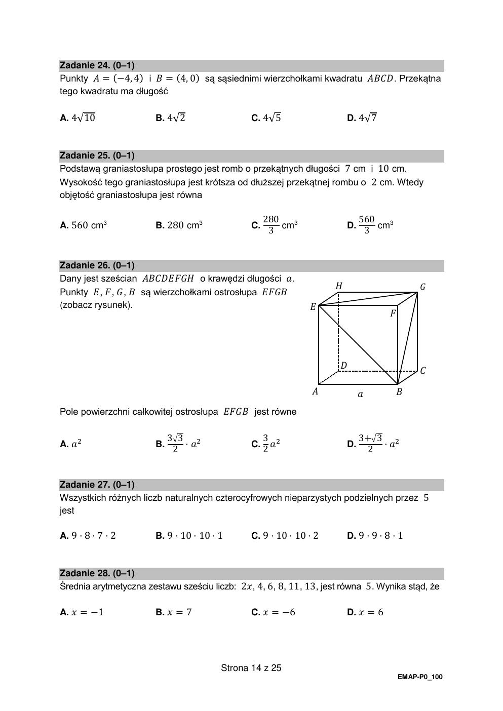 arkusz - matematyka podstawowy - matura 2022 - maj-14