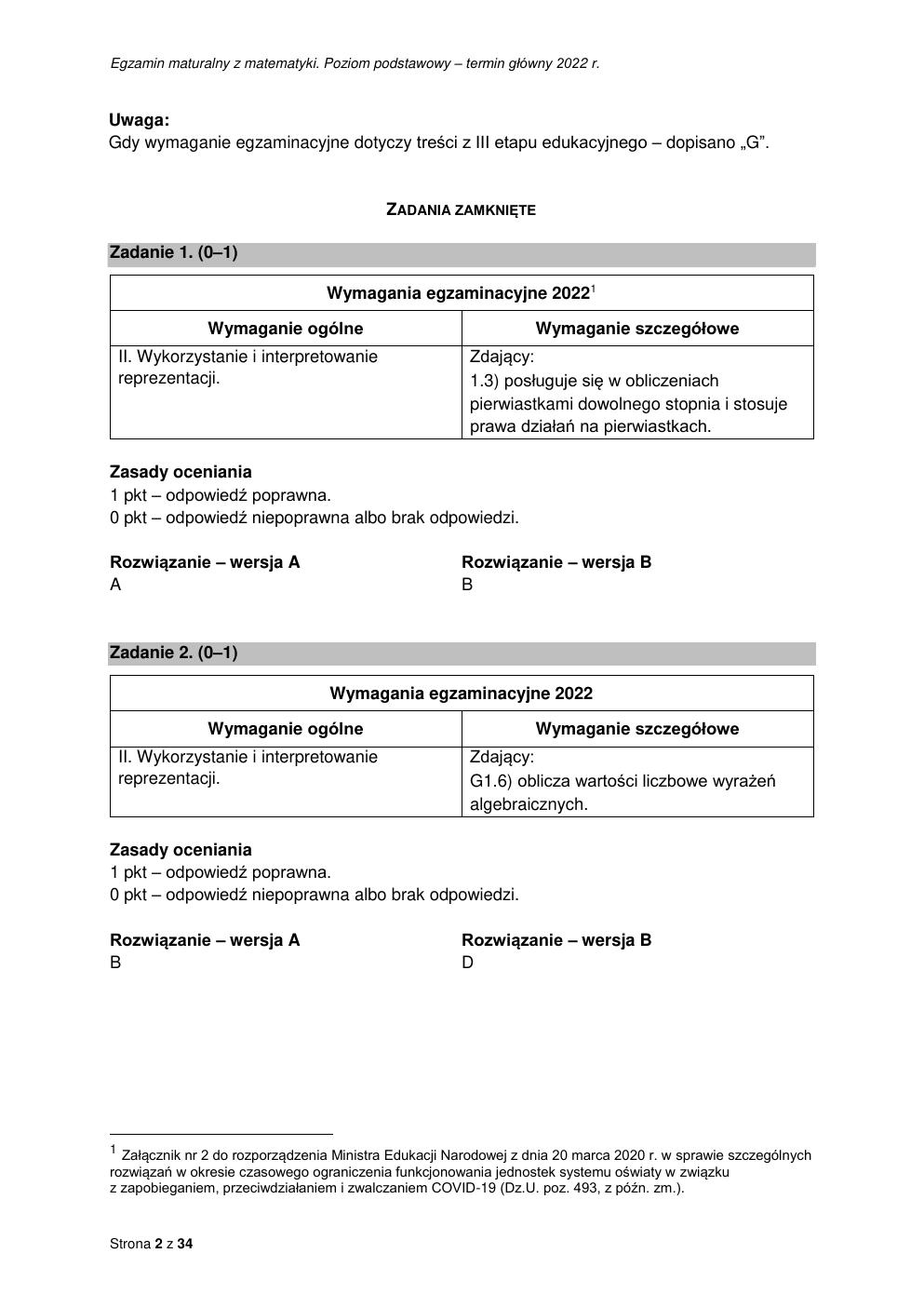 odpowiedzi - matematyka podstawowy - matura 2022 - maj-02