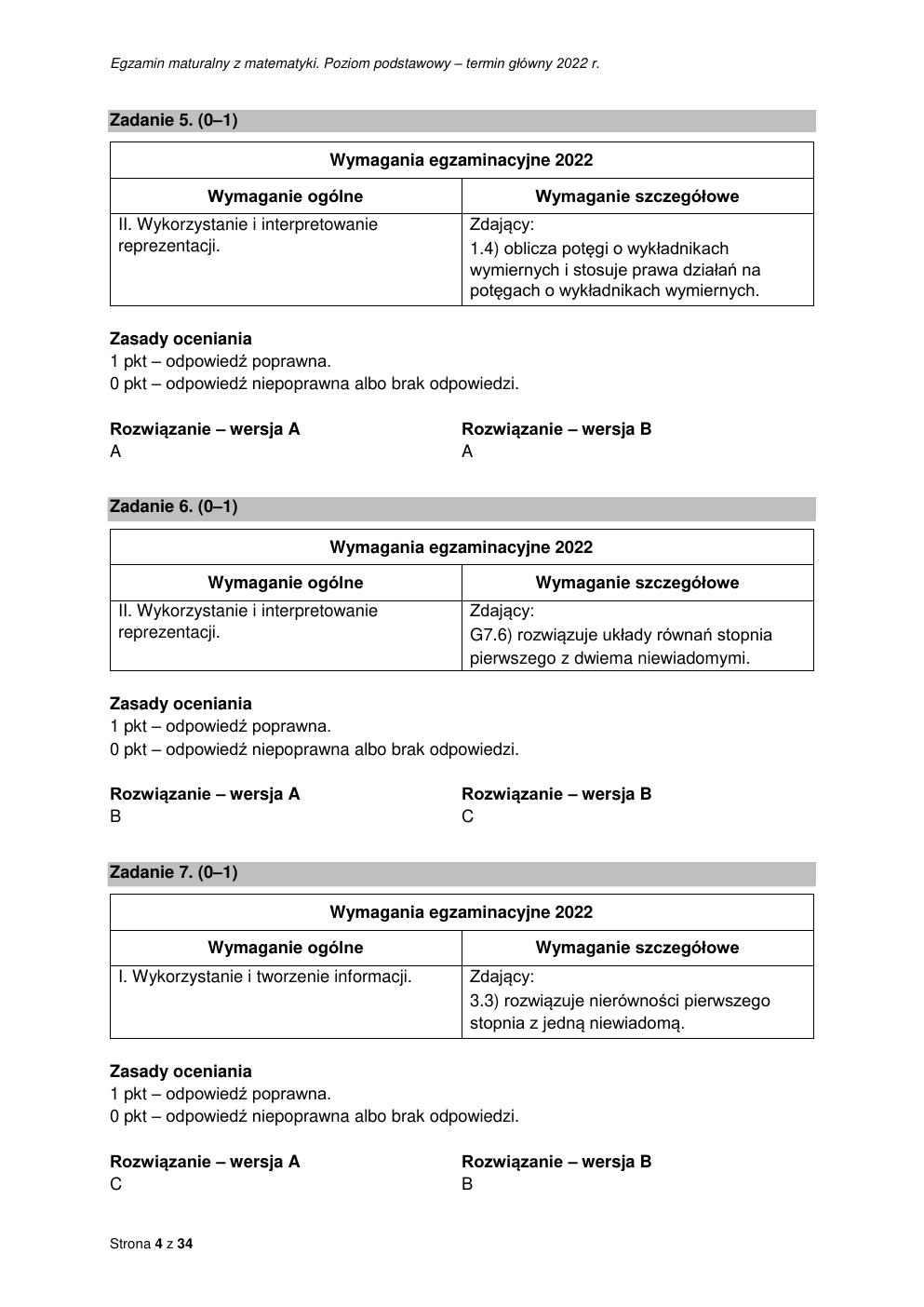 odpowiedzi - matematyka podstawowy - matura 2022 - maj-04