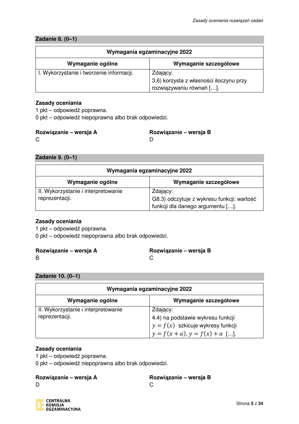 odpowiedzi - matematyka podstawowy - matura 2022 - maj-05