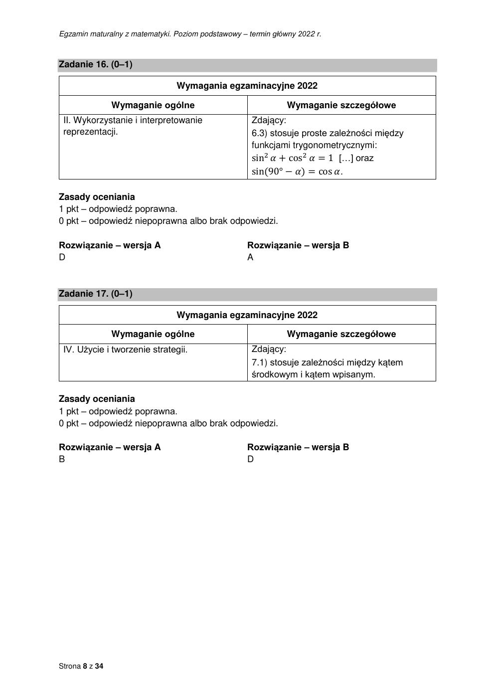 odpowiedzi - matematyka podstawowy - matura 2022 - maj-08