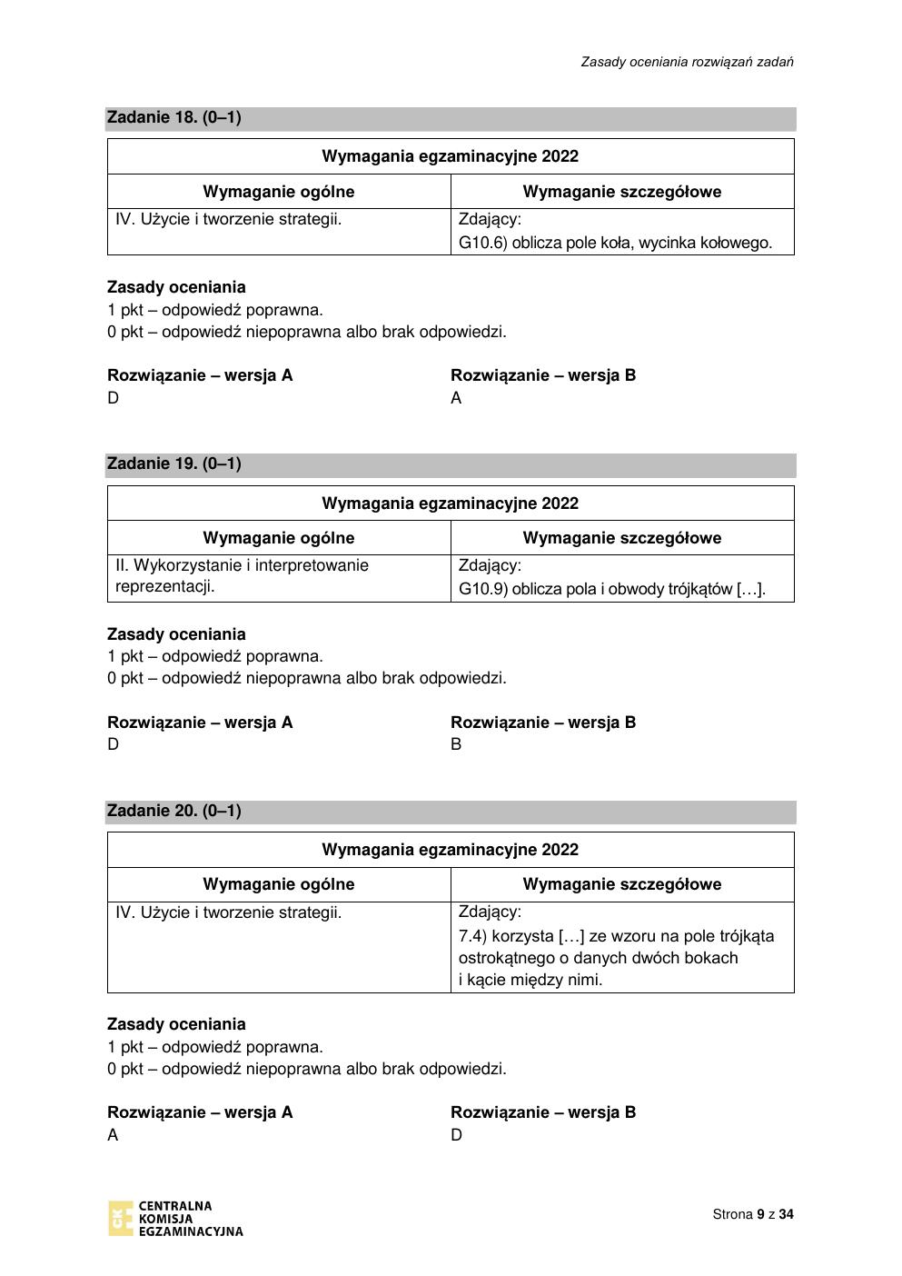 odpowiedzi - matematyka podstawowy - matura 2022 - maj-09