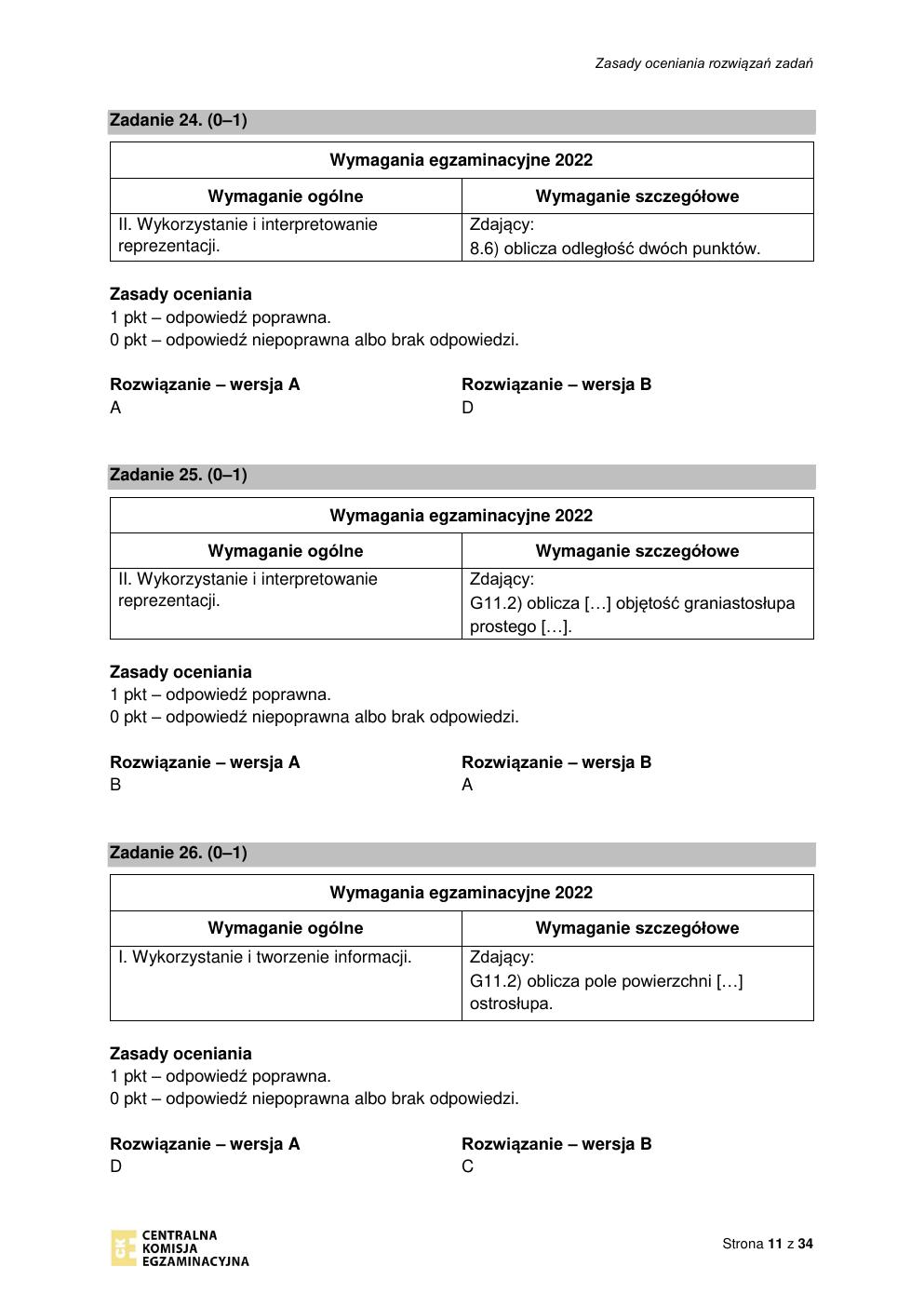 odpowiedzi - matematyka podstawowy - matura 2022 - maj-11