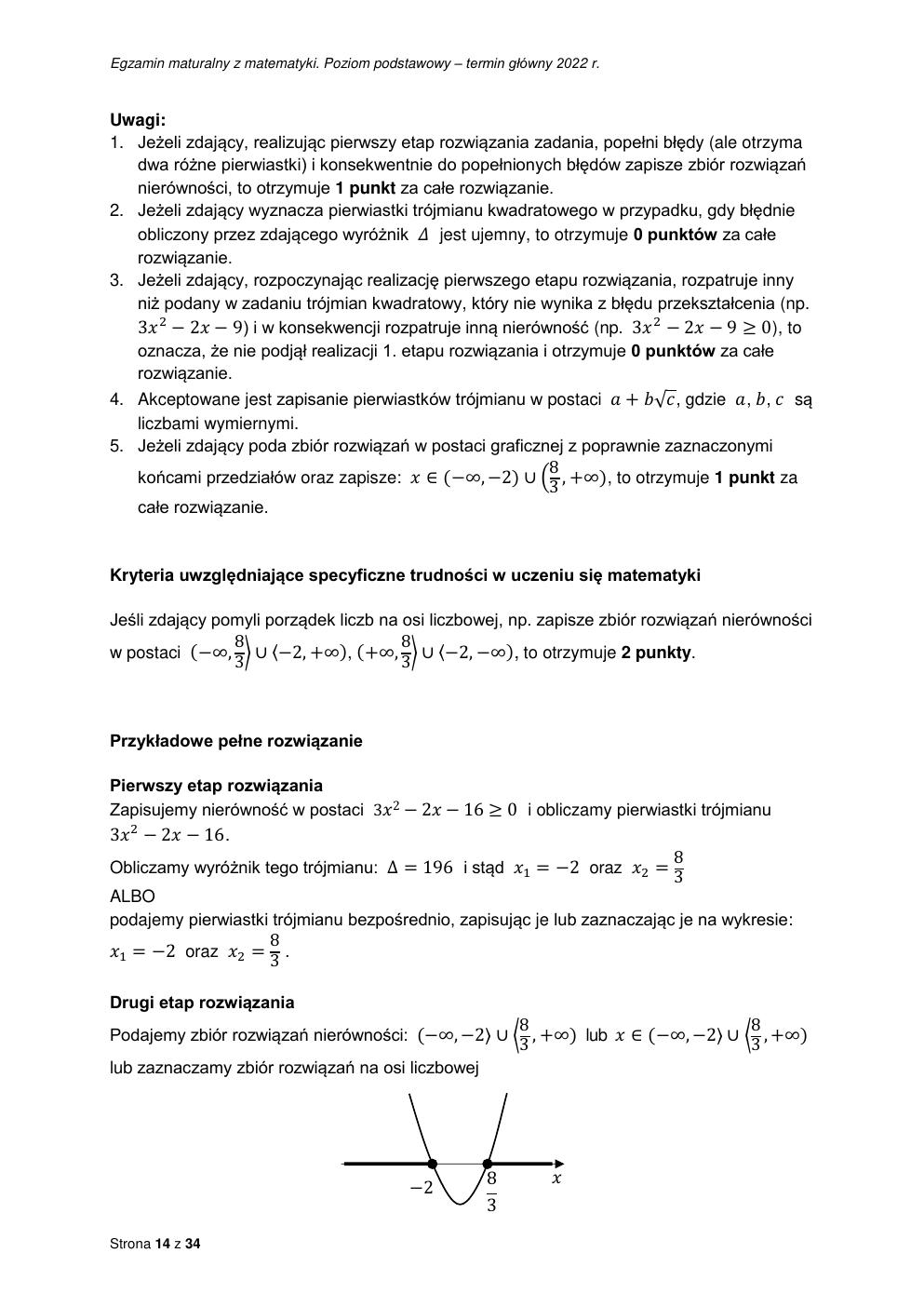 odpowiedzi - matematyka podstawowy - matura 2022 - maj-14