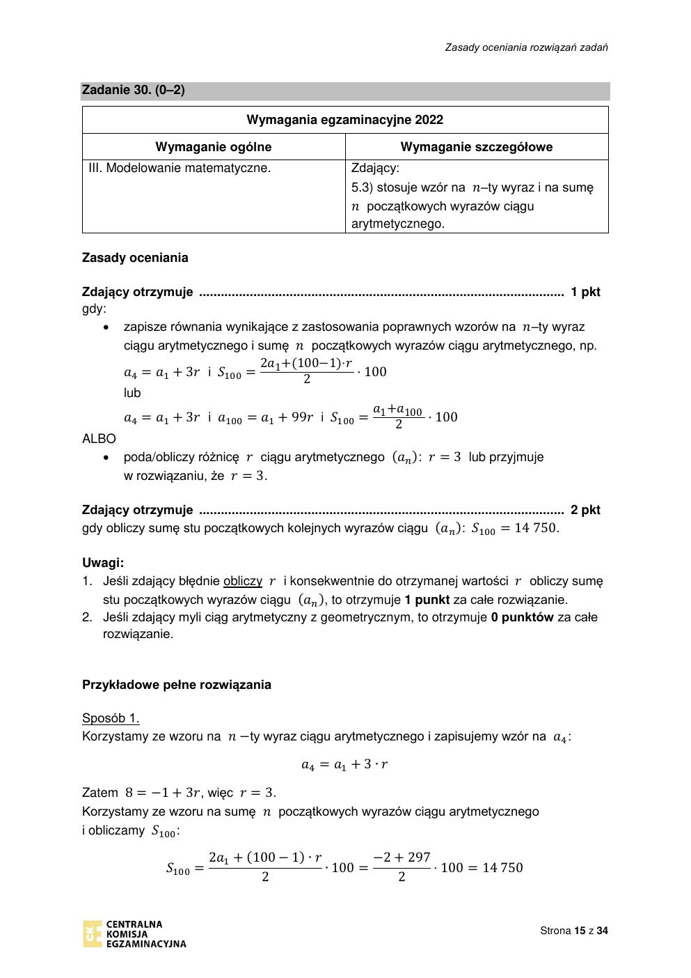 odpowiedzi - matematyka podstawowy - matura 2022 - maj-15