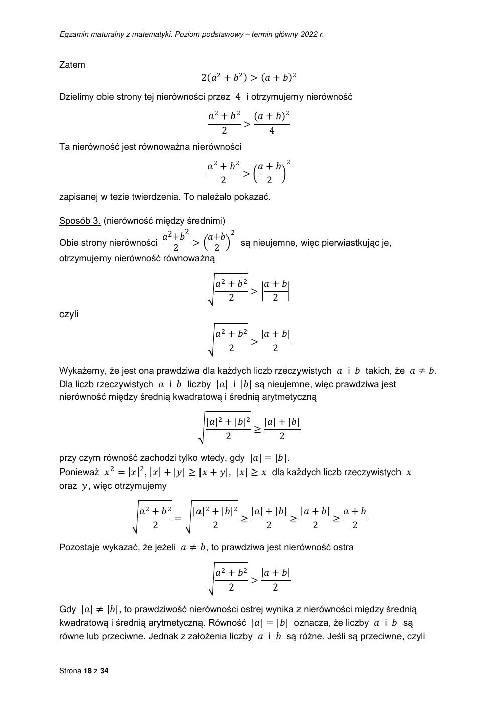 odpowiedzi - matematyka podstawowy - matura 2022 - maj-18