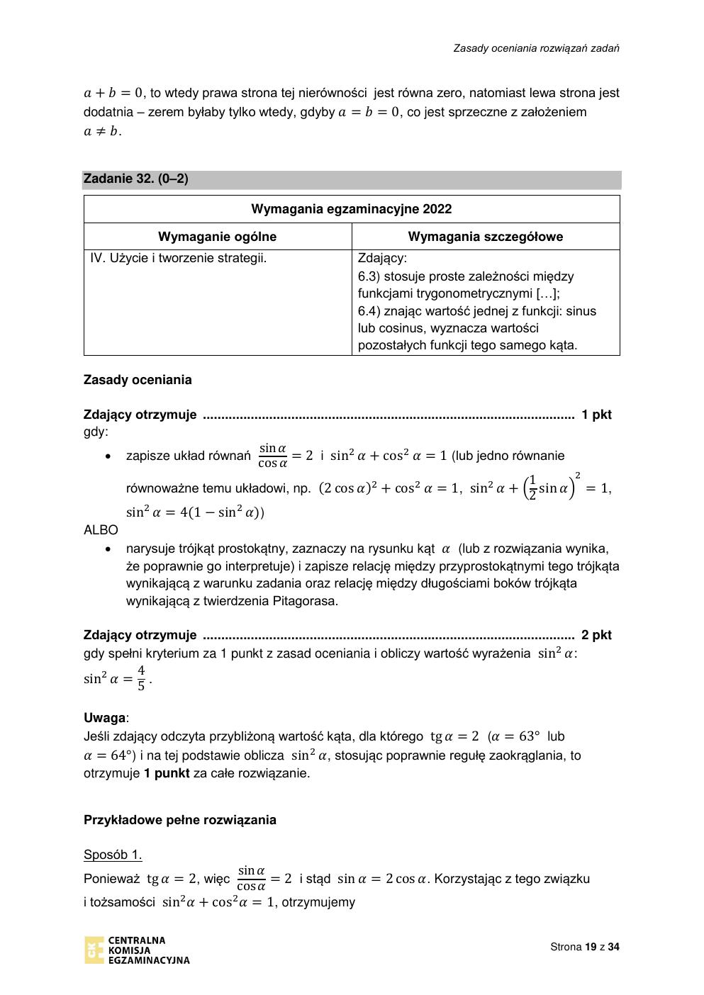 odpowiedzi - matematyka podstawowy - matura 2022 - maj-19