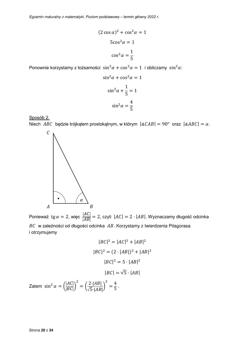 odpowiedzi - matematyka podstawowy - matura 2022 - maj-20