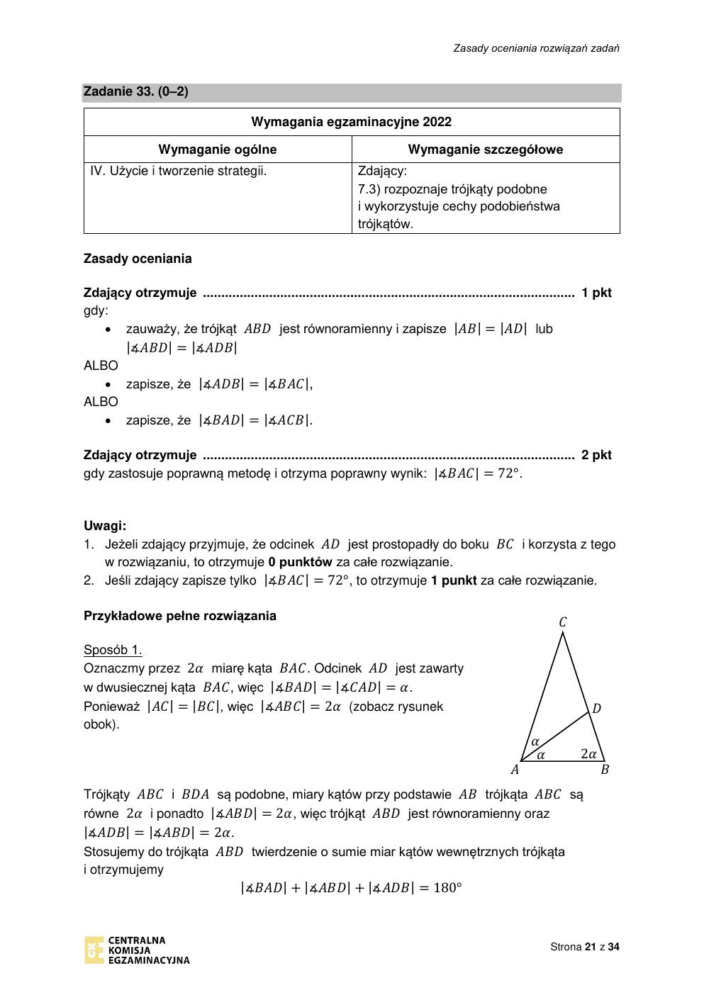 odpowiedzi - matematyka podstawowy - matura 2022 - maj-21