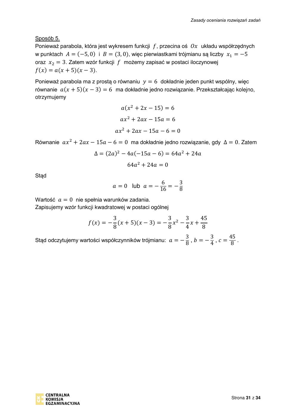 odpowiedzi - matematyka podstawowy - matura 2022 - maj-31