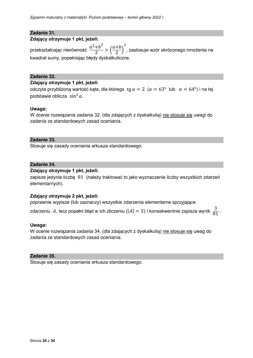 odpowiedzi - matematyka podstawowy - matura 2022 - maj-34