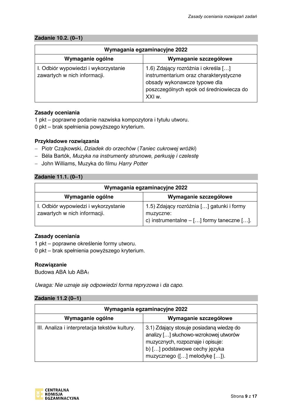 odpowiedzi - historia muzyki rozszerzony - matura 2022 - maj-09