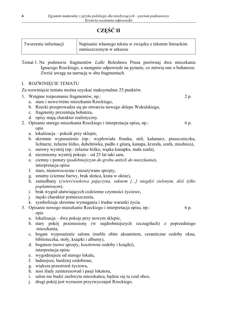 Odpowiedzi - jezyk polski, dla osob nieslyszacych, matura 2011-strona-06