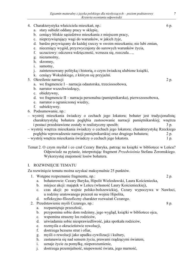 Odpowiedzi - jezyk polski, dla osob nieslyszacych, matura 2011-strona-07
