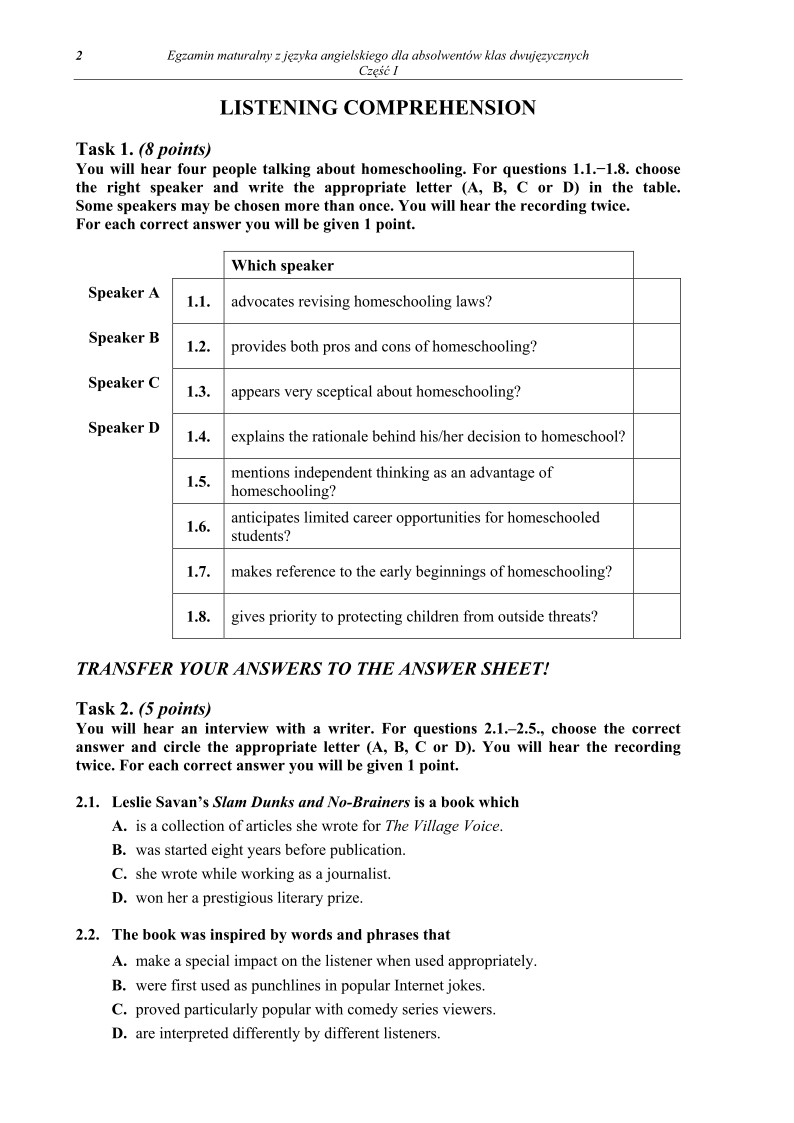 Pytania - jezyk angielski, w klasach dwujezycznych, matura 2011 cz1-strona-02