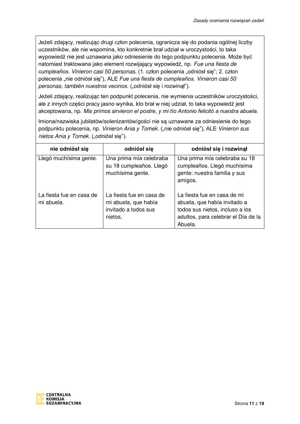 odpowiedzi - język hiszpański podstawowy - matura 2022 - maj-11