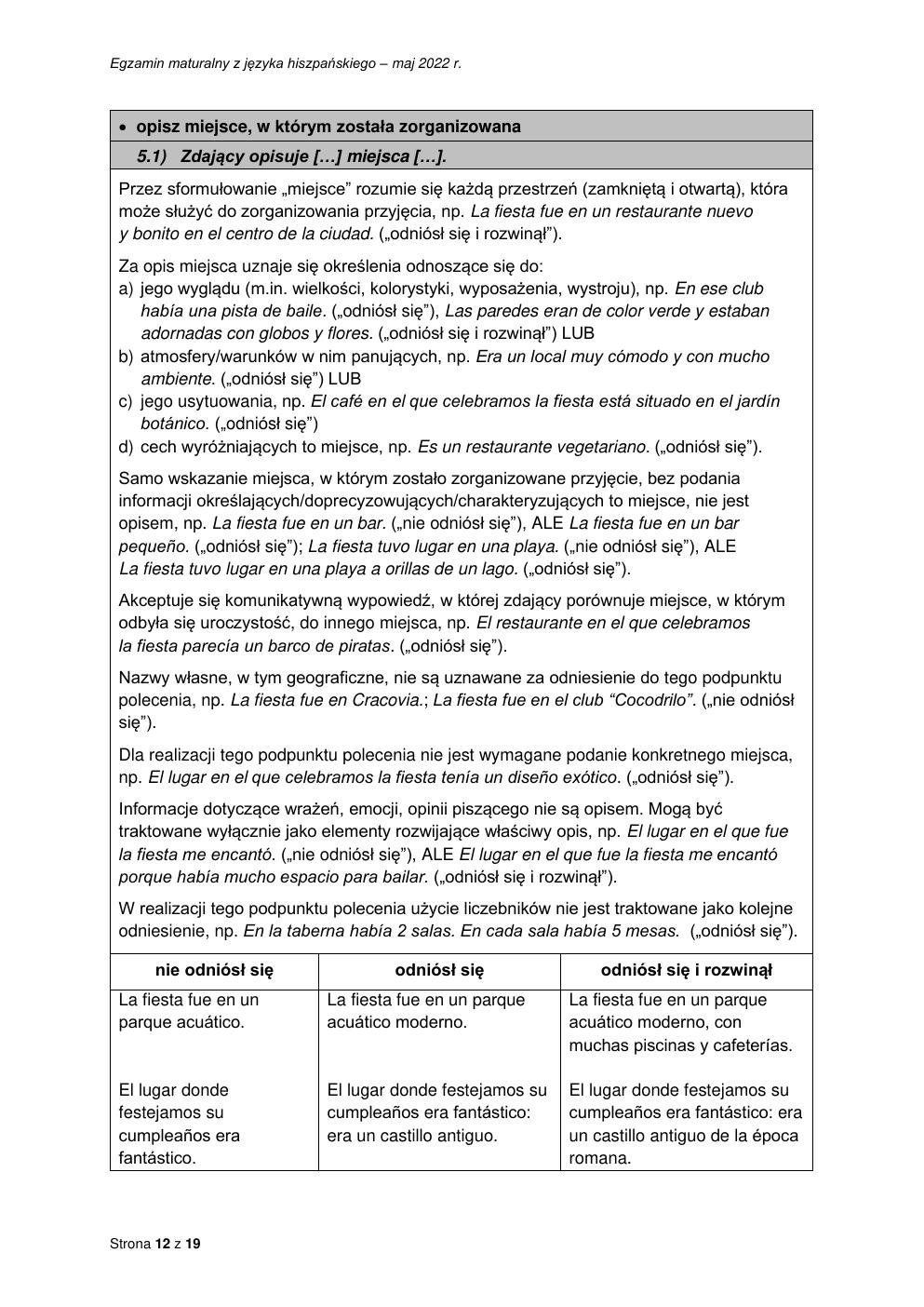 odpowiedzi - język hiszpański podstawowy - matura 2022 - maj-12