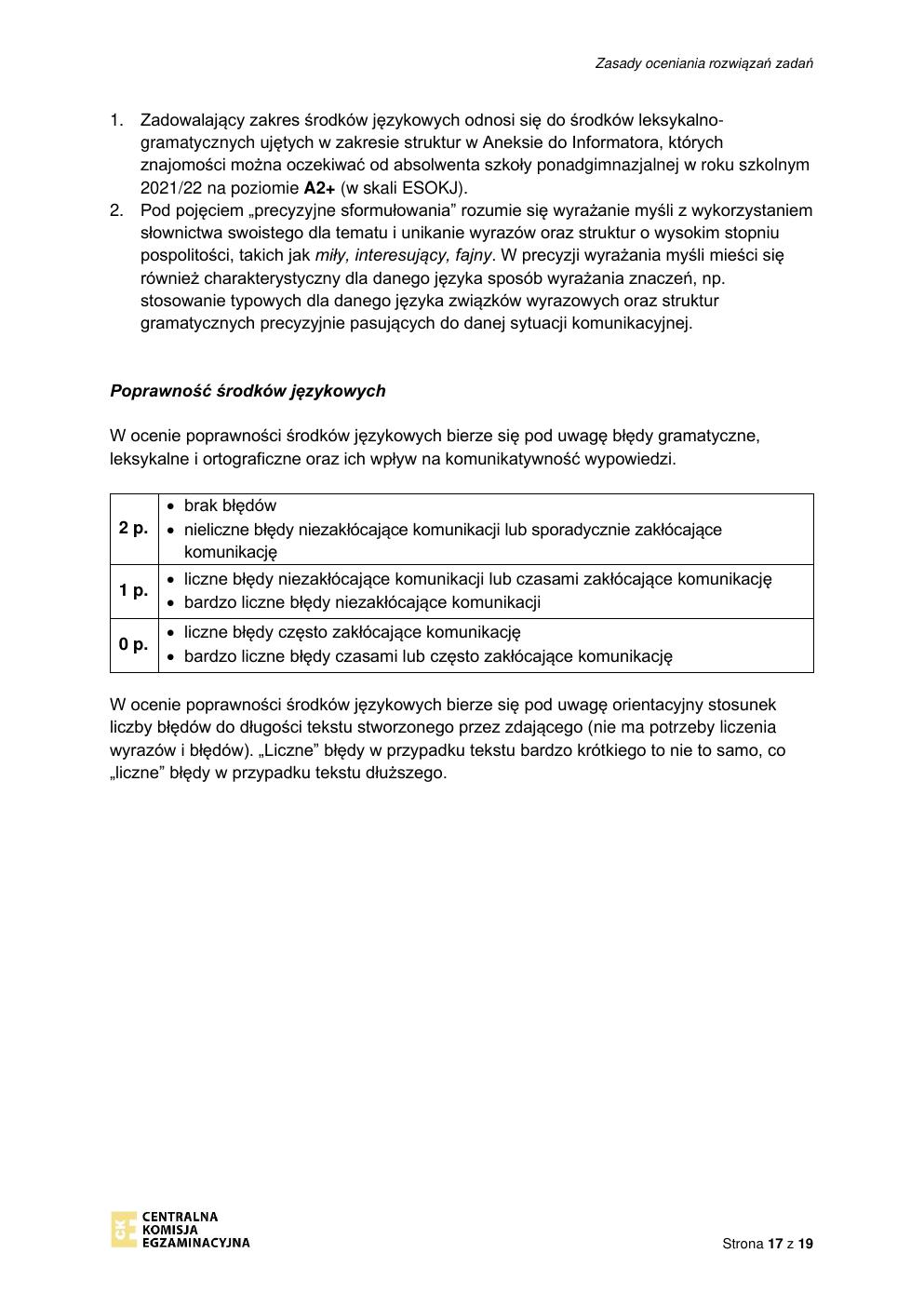 odpowiedzi - język hiszpański podstawowy - matura 2022 - maj-17