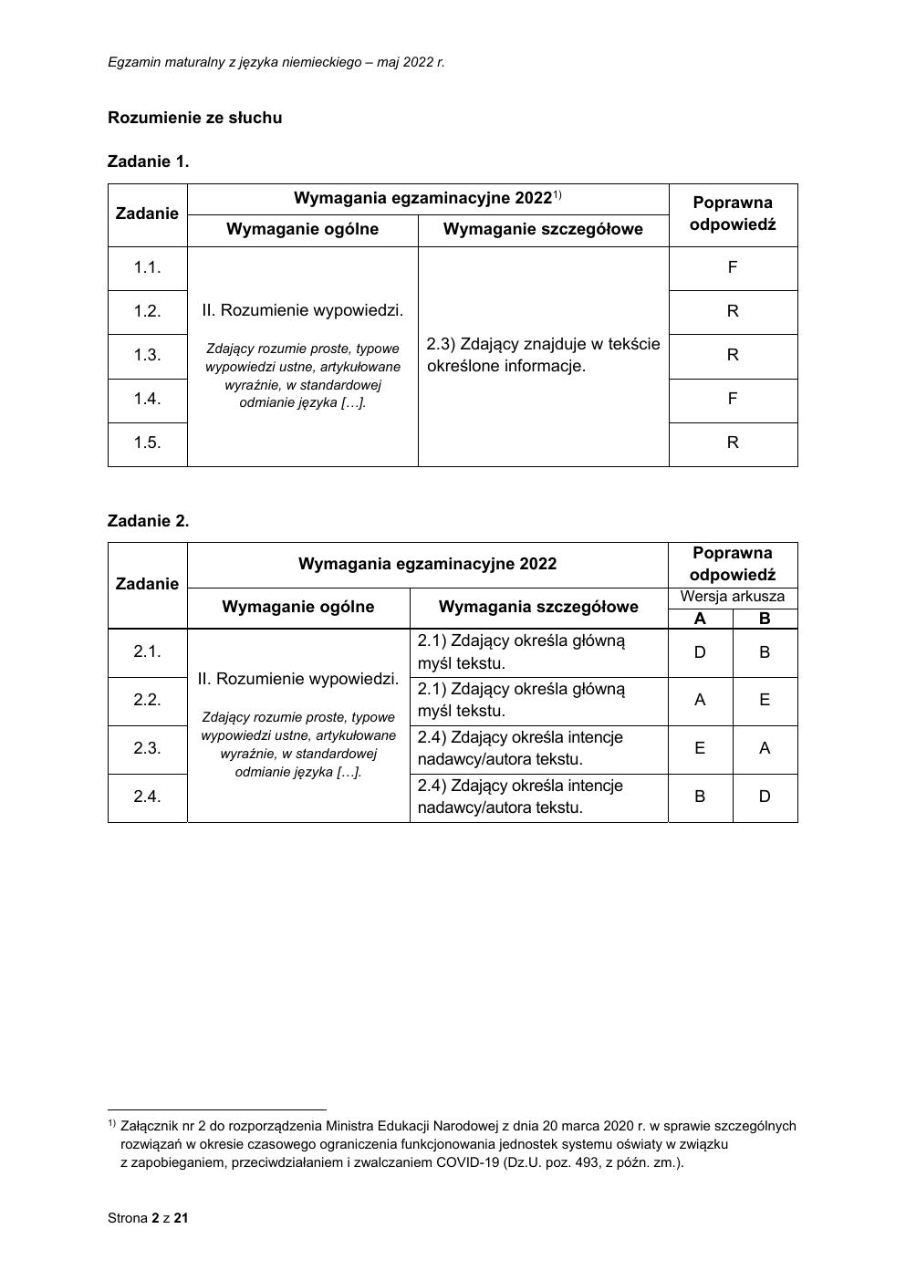 odpowiedzi - język niemiecki podstawowy - matura 2022 - maj-02