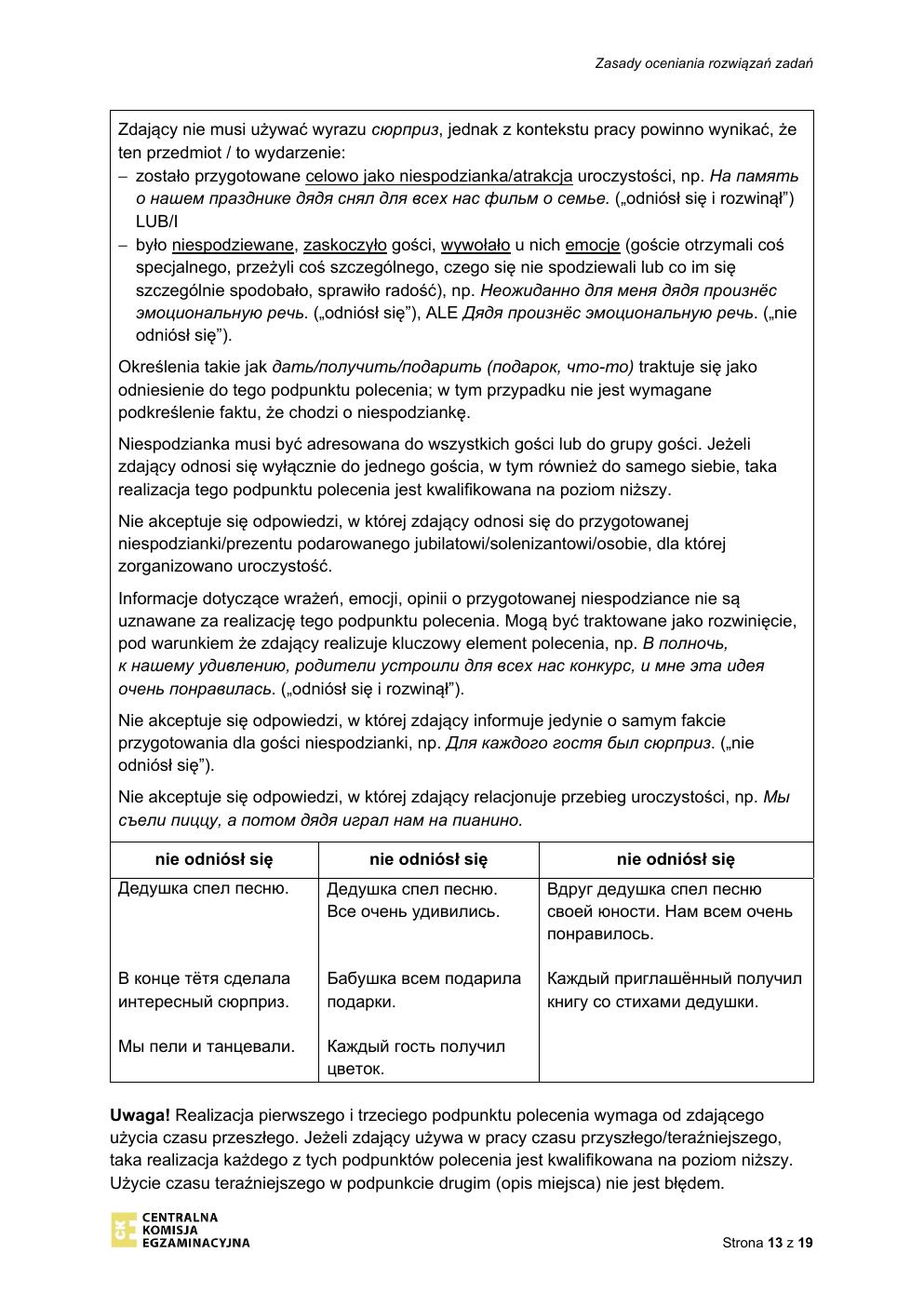 odpowiedzi - język rosyjski podstawowy - matura 2022 - maj-13