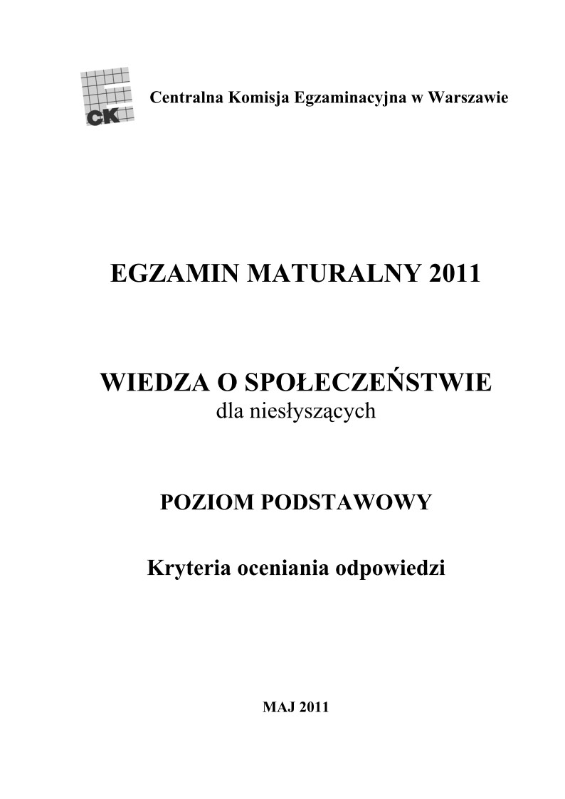 Odpowiedzi - wiedza o spoleczenstwie, dla osob nieslyszacych, matura 2011-strona-01