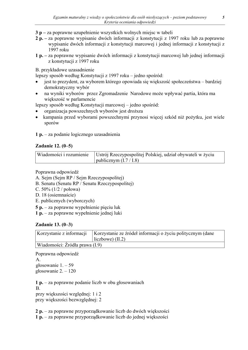 Odpowiedzi - wiedza o spoleczenstwie, dla osob nieslyszacych, matura 2011-strona-05