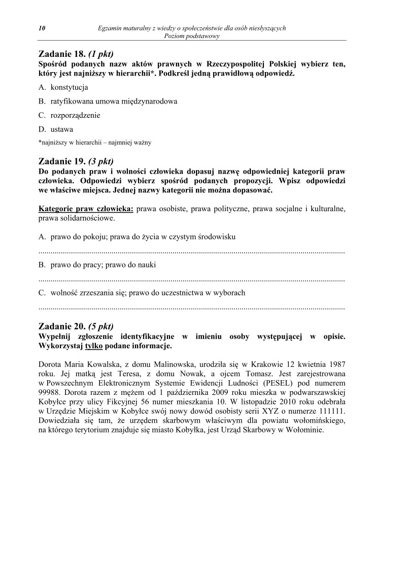 Pytania - wiedza o spoleczenstwie, dla osob nieslyszacych, matura 2011-strona-10