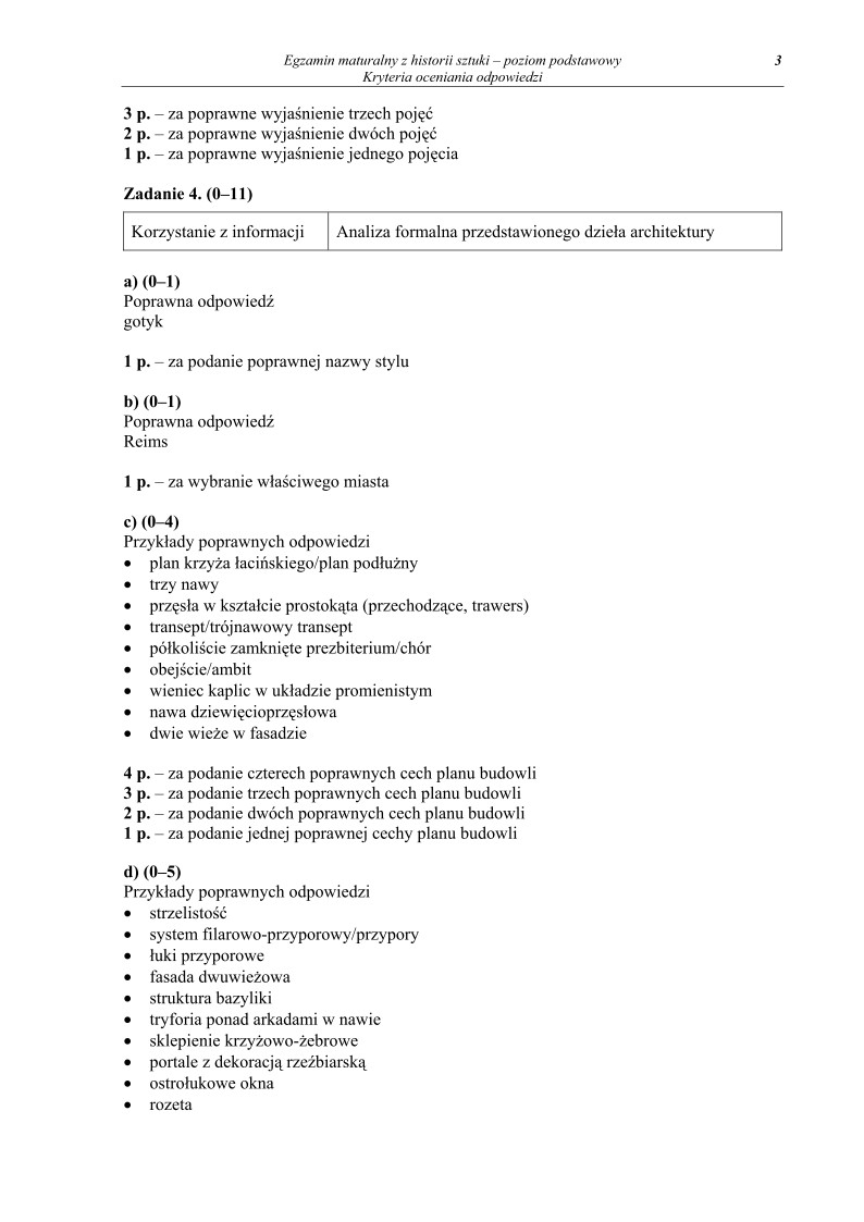 Odpowiedzi - historia sztuki, p. podstawowy, matura 2011-strona-03