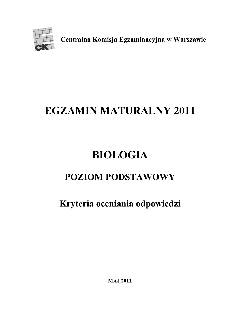 Odpowiedzi - biologia, p. podstawowy, matura 2011-strona-01