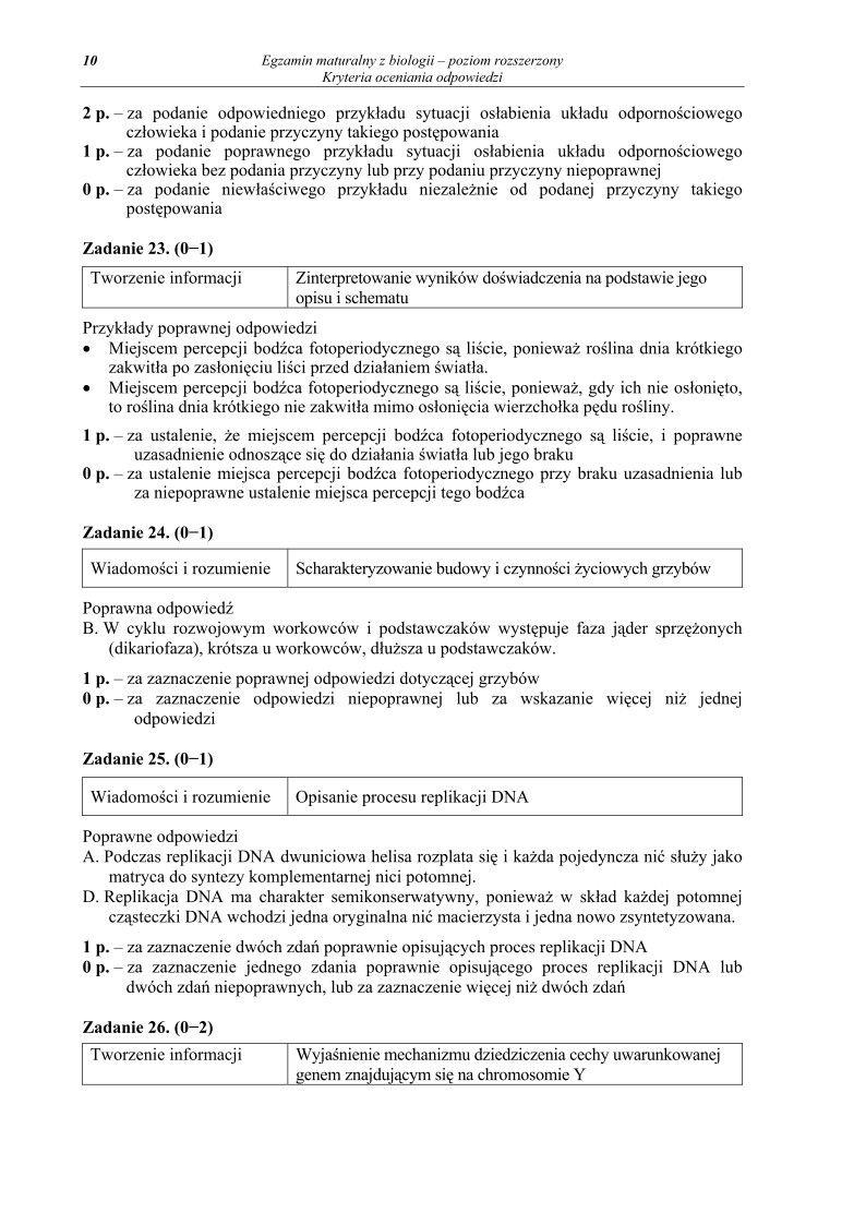 Odpowiedzi - biologia, p. rozszerzony, matura 2011-strona-10