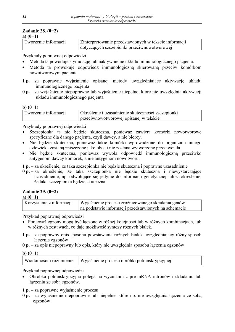 Odpowiedzi - biologia, p. rozszerzony, matura 2011-strona-12