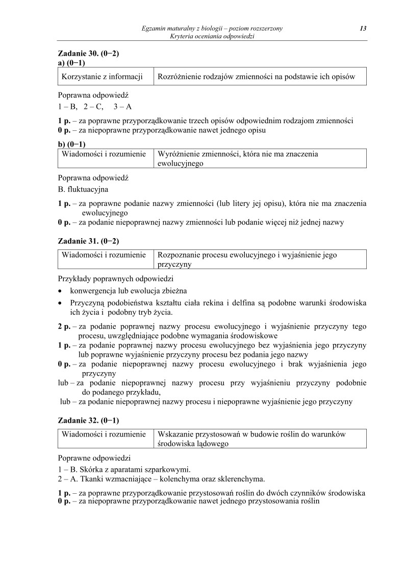 Odpowiedzi - biologia, p. rozszerzony, matura 2011-strona-13