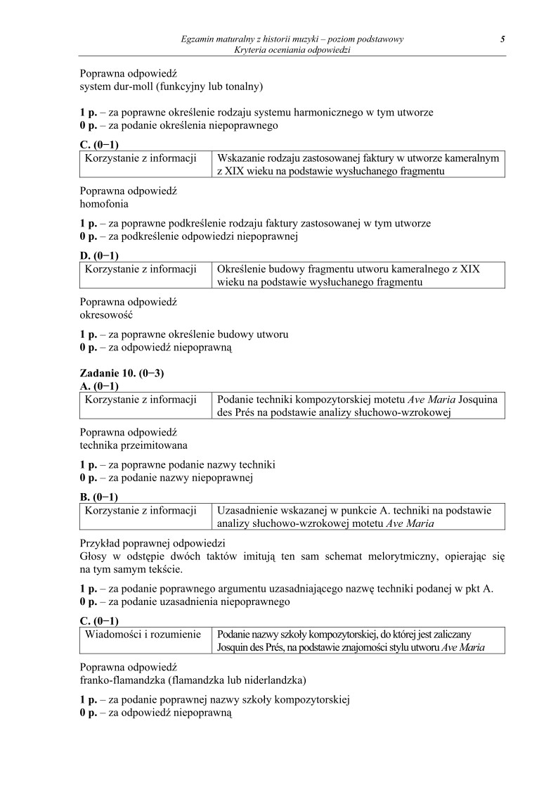 Odpowiedzi - historia muzyki, p. podstawowy, matura 2011-strona-05