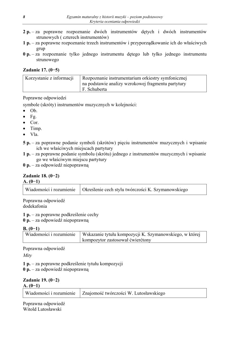 Odpowiedzi - historia muzyki, p. podstawowy, matura 2011-strona-08