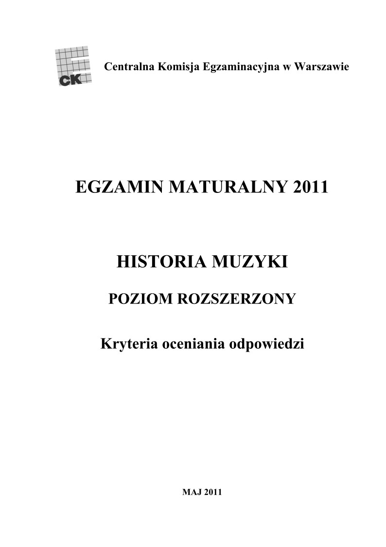 Odpowiedzi - historia muzyki, p. rozszerzony, matura 2011-strona-01