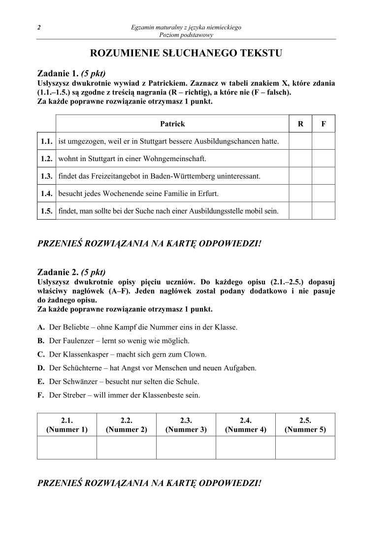 Pytania - jezyk niemiecki, p. podstawowy, matura 2011-strona-02