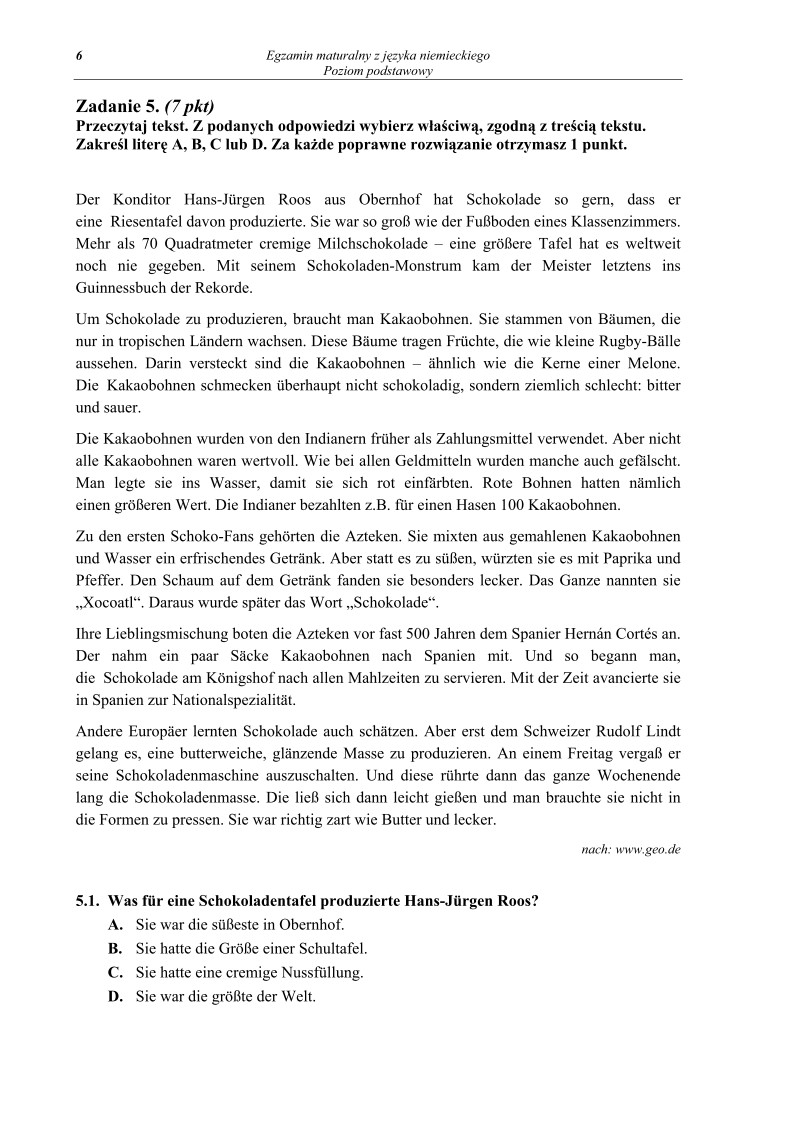 Pytania - jezyk niemiecki, p. podstawowy, matura 2011-strona-06