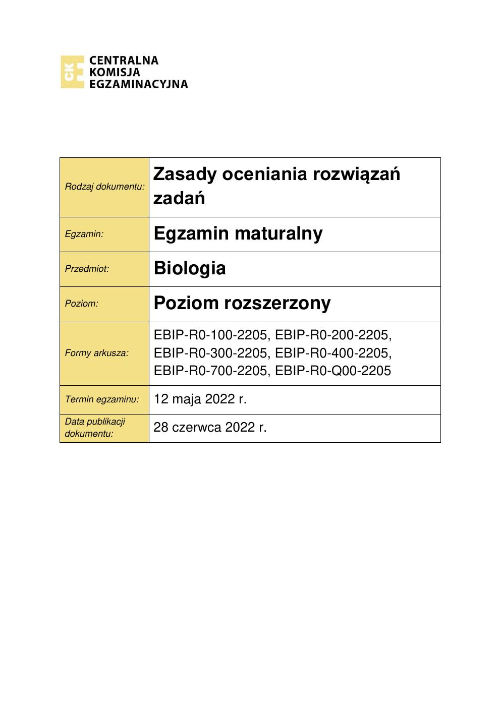 odpowiedzi - biologia rozszerzony - matura 2022 - maj-01