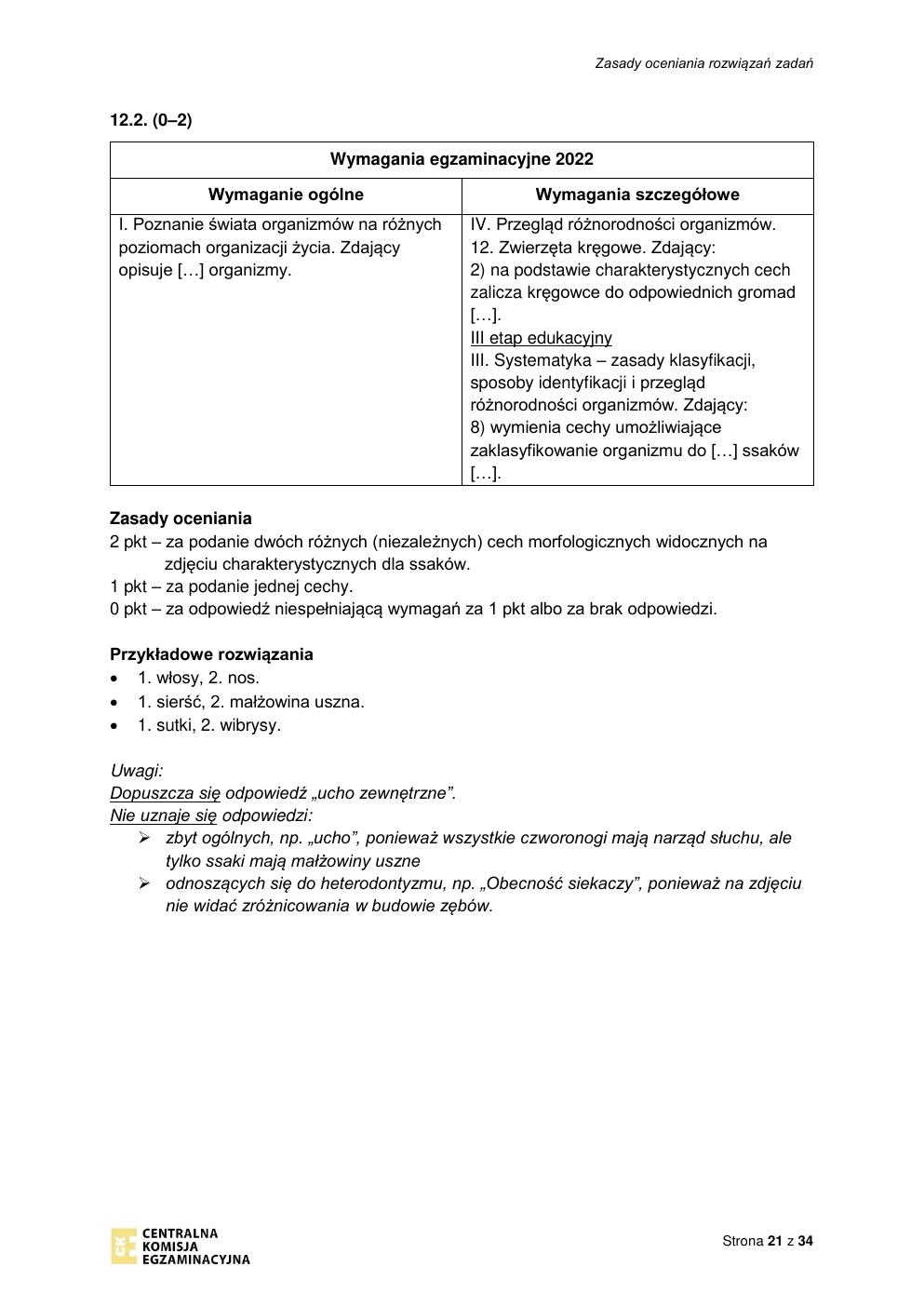 odpowiedzi - biologia rozszerzony - matura 2022 - maj-21