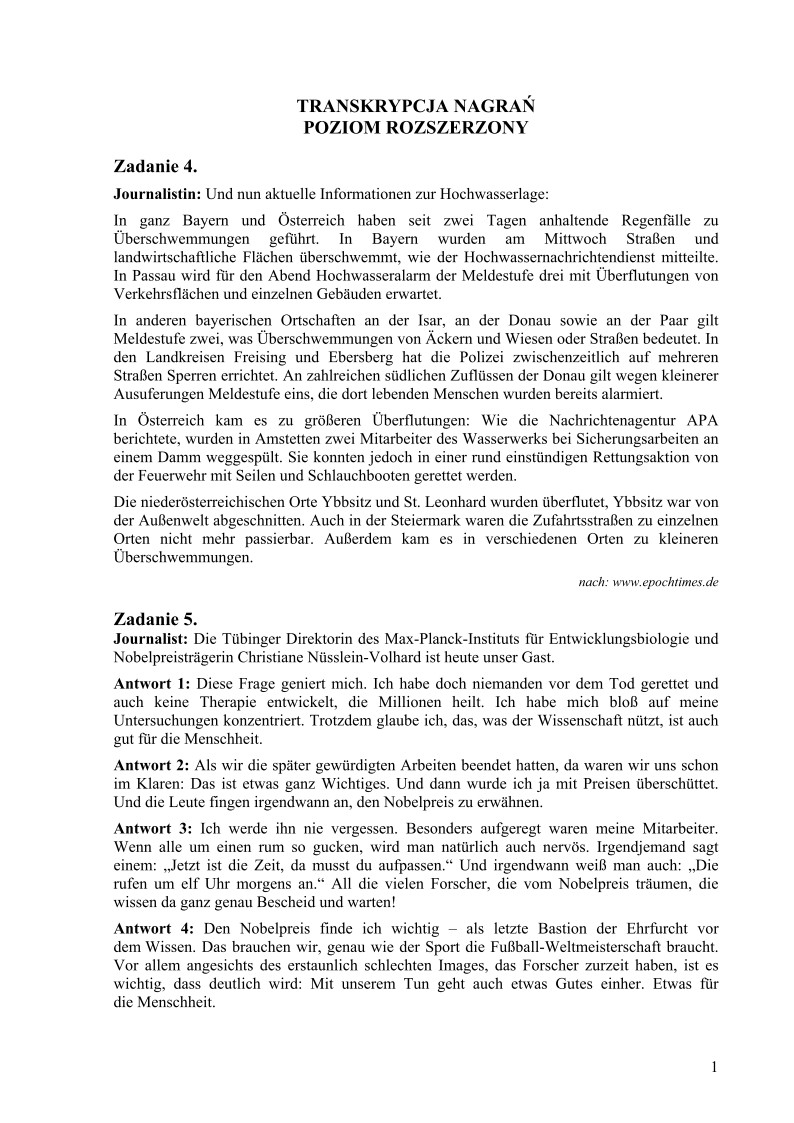 Transkrypcja - jezyk niemiecki, p. rozszerzony, matura 2011-strona-01