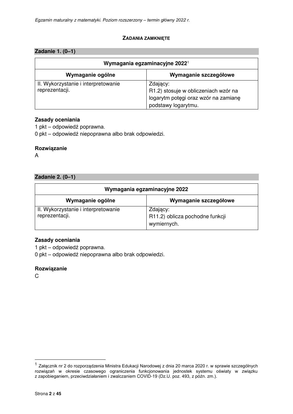 odpowiedzi - matematyka rozszerzony - matura 2022 - maj-02