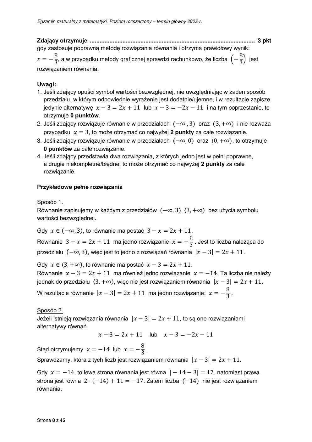 odpowiedzi - matematyka rozszerzony - matura 2022 - maj-08