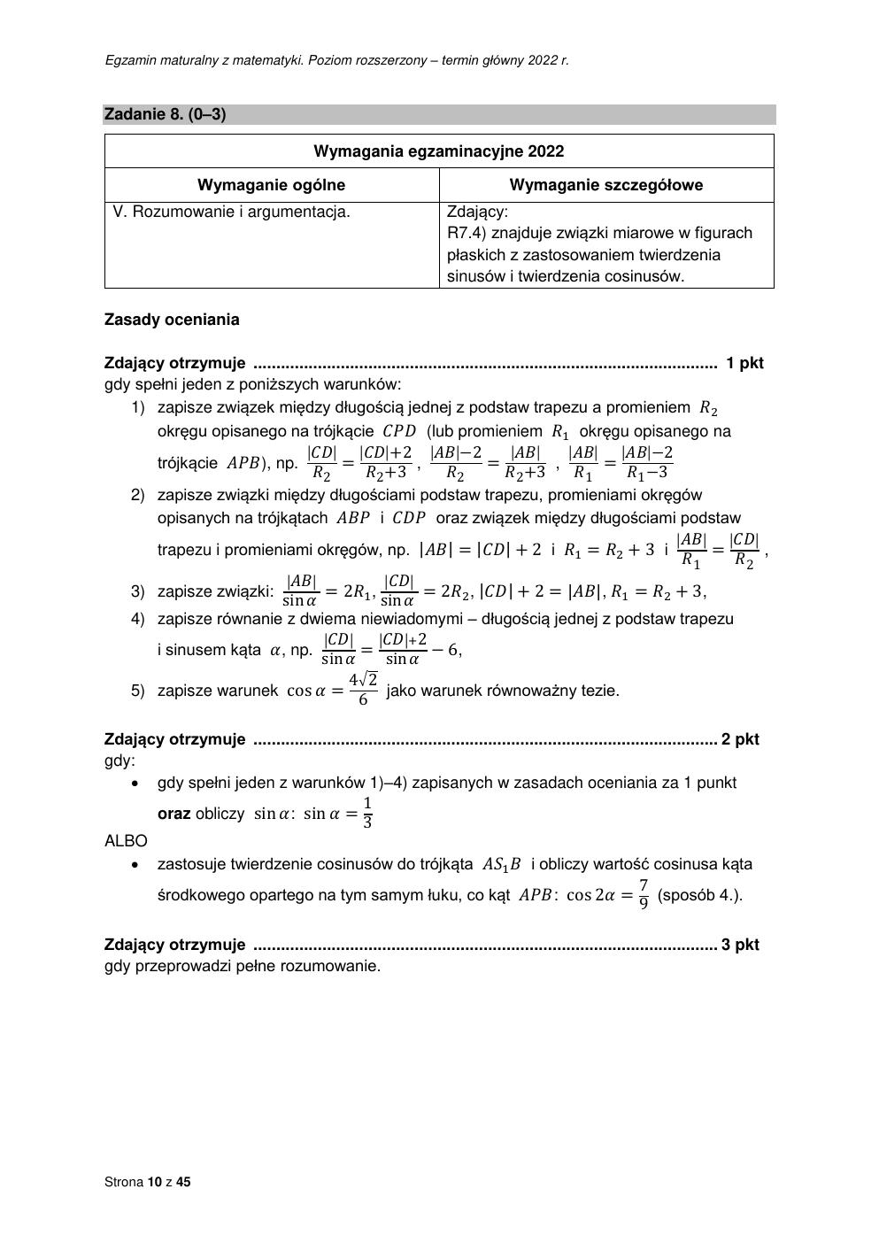 odpowiedzi - matematyka rozszerzony - matura 2022 - maj-10