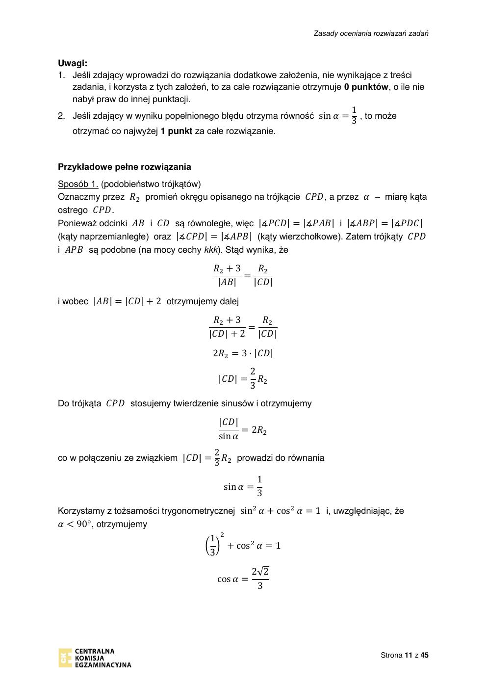 odpowiedzi - matematyka rozszerzony - matura 2022 - maj-11