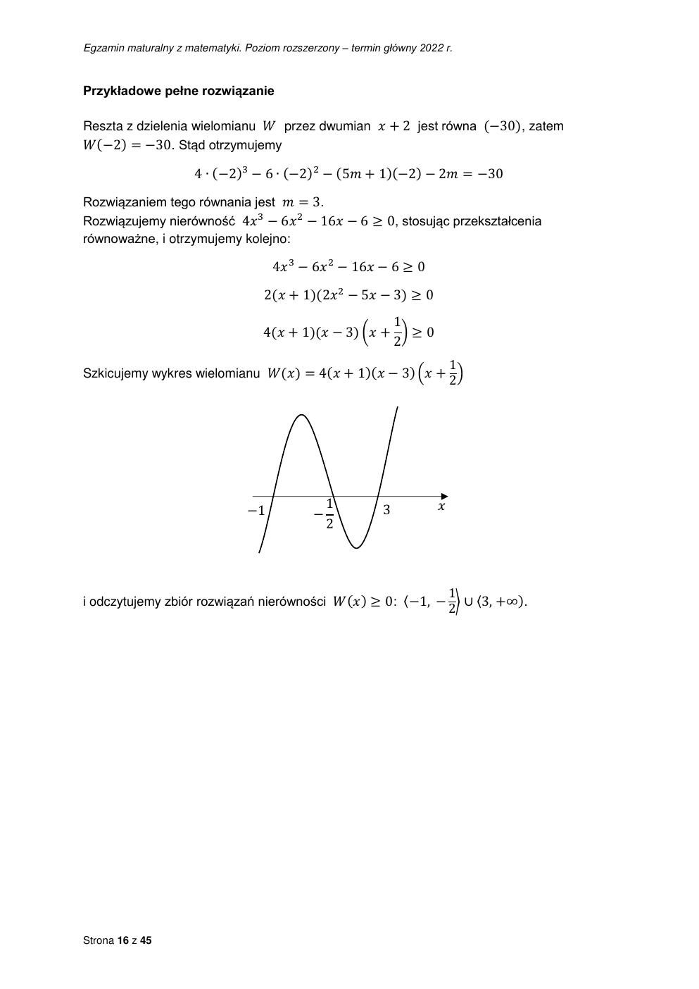 odpowiedzi - matematyka rozszerzony - matura 2022 - maj-16